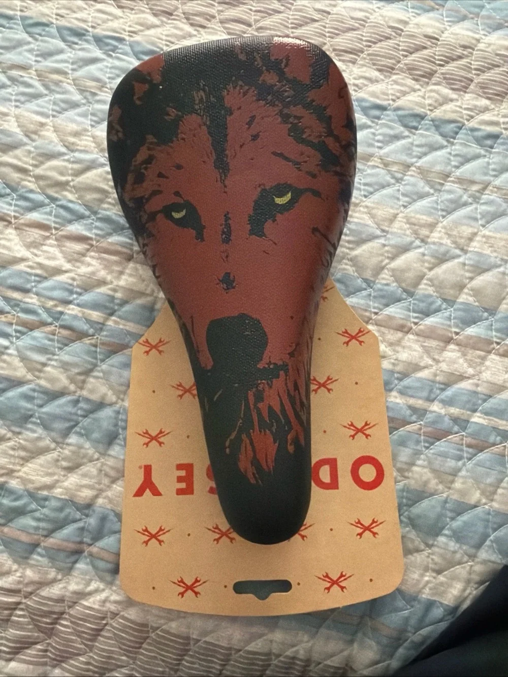 Wolf Graphic Brown & Black Decorative Bmx seat railed Bmx bike saddle
